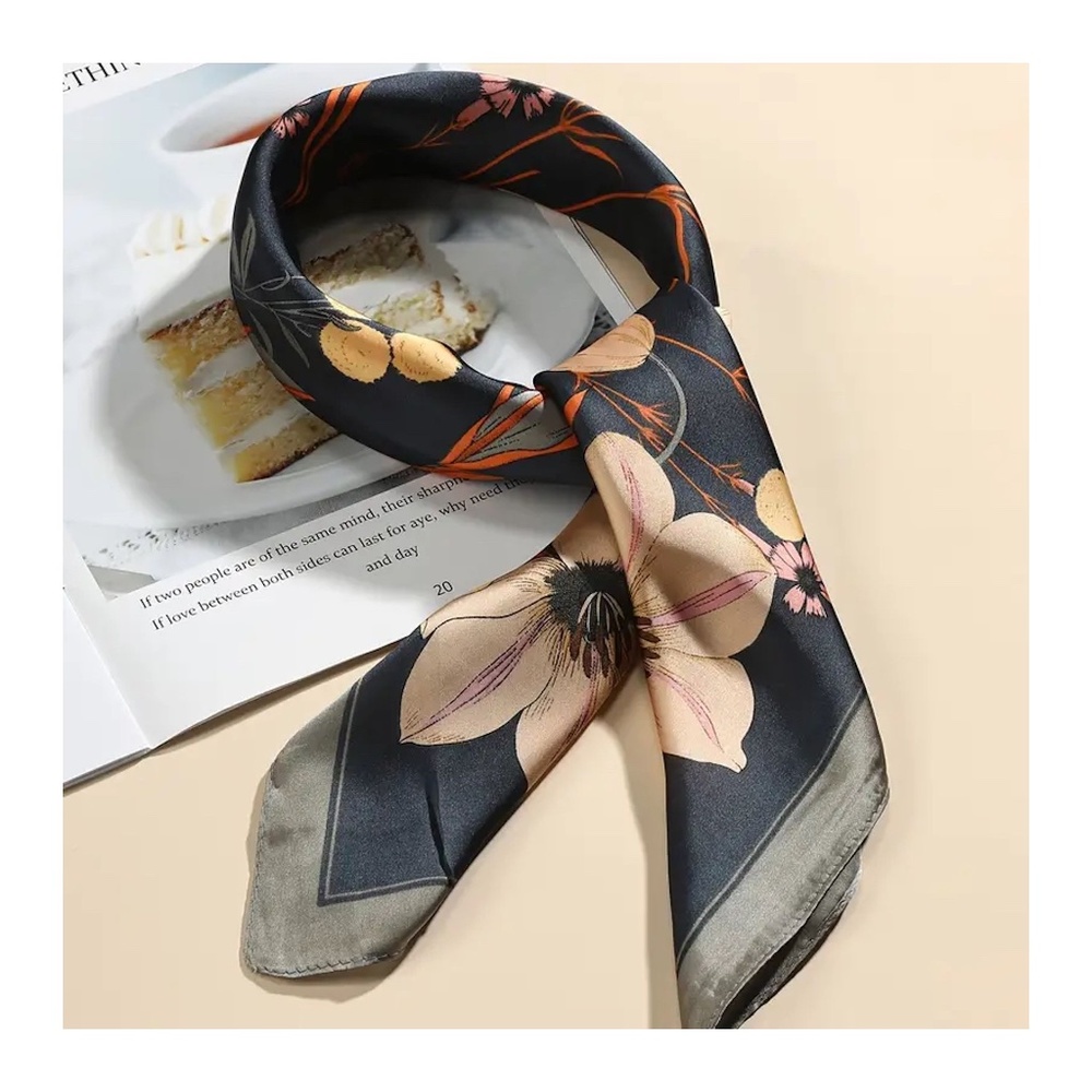 Women's Floral Vintage Lightweight Head Scarf Wrap Spring Flowers Butterflies